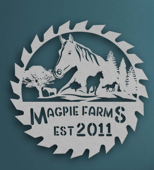 Personalized Metal Wall Sign - Custom Home Decor Gift - Horses On A Sawblade