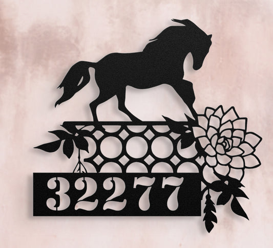 Customizable Horse Decorative Metal Address Sign | Personalized House Numbers | Gildedland.com