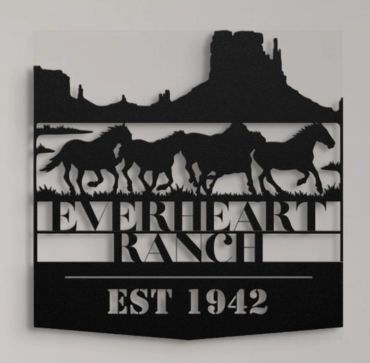 Majestic Horse Herd Metal Sign - Personalizable Home Decor
