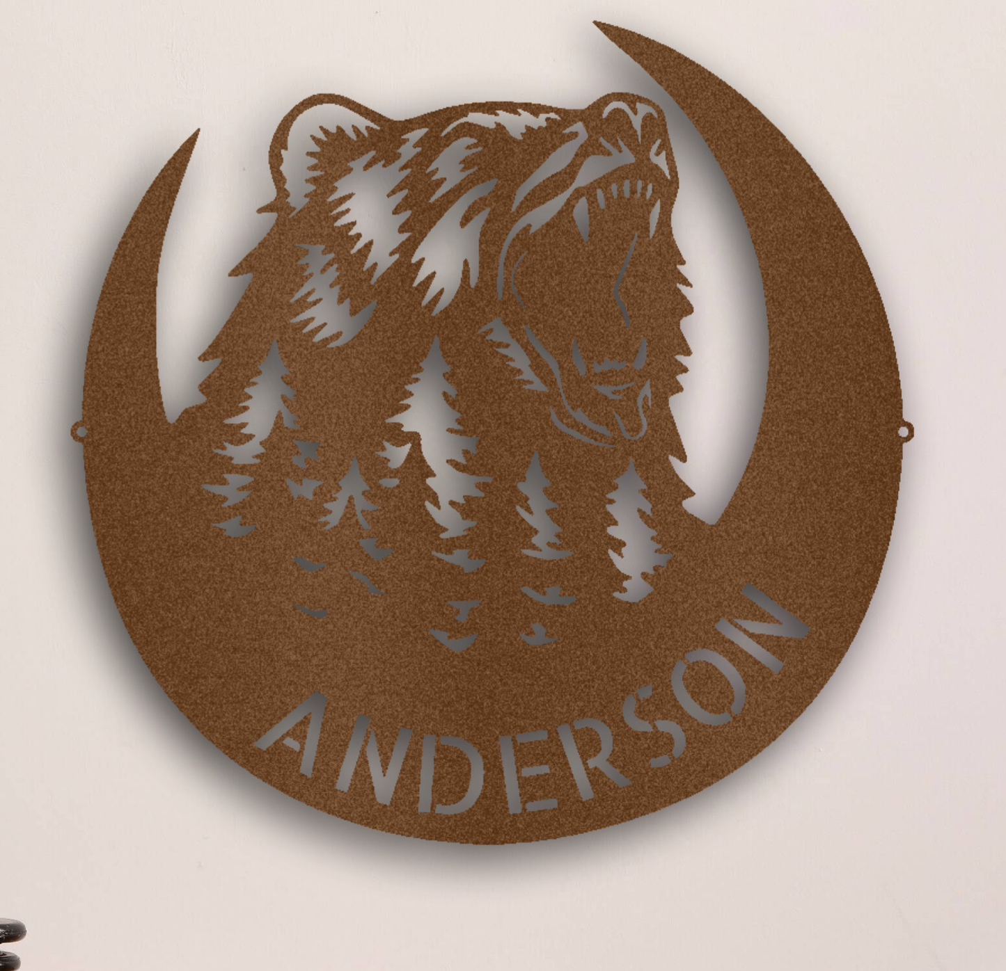 Personalized Roaring Bear Monogram Steel Sign | Custom Metal Wall Art